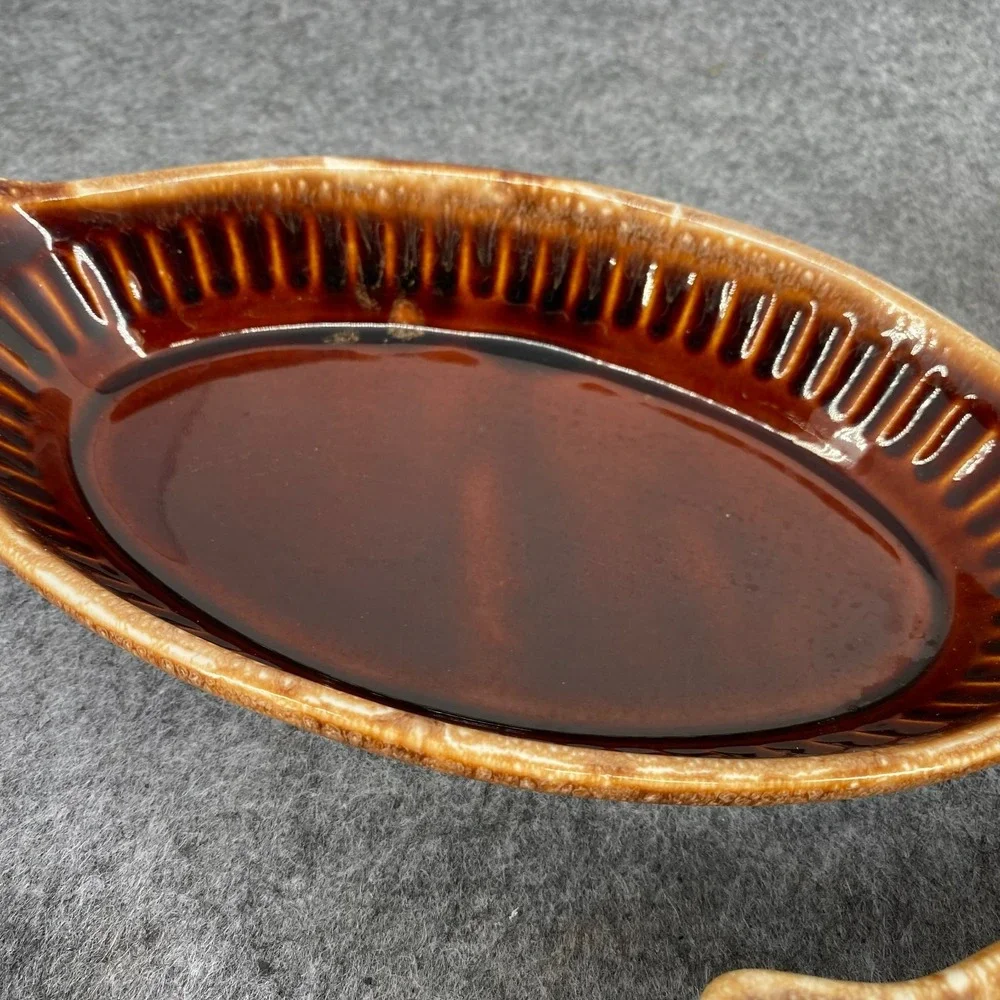 Vintage McCoy 7033 Brown Drip Au Gratin Casserole Dish Set of 4 Mid Century